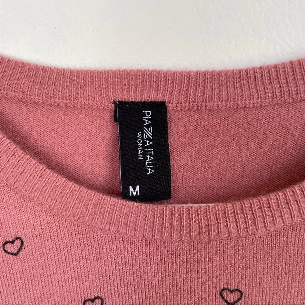 Piazza Italia crew neck pink with hearts sweater